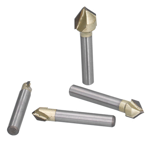 Juego Industrial De 4 Brocas De Fresado Con Ranura En V, 90