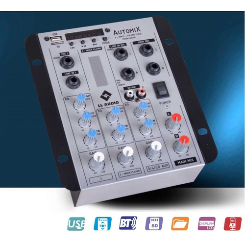 Mesa De Som Lláudio Automix A302rbt Bluetooth 2 Canais
