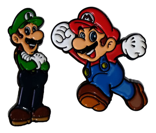 Mario Bros Pin Broche Metálico X 2 - Mario - Luigi