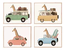 Comprar Set X4 Cuadros 23x33 Completos - Animalitos Selva Auto Mar