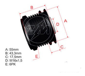 Polia Alternador Roda Livre Zm9600045 Kangoo 2001 A 2019 Zm