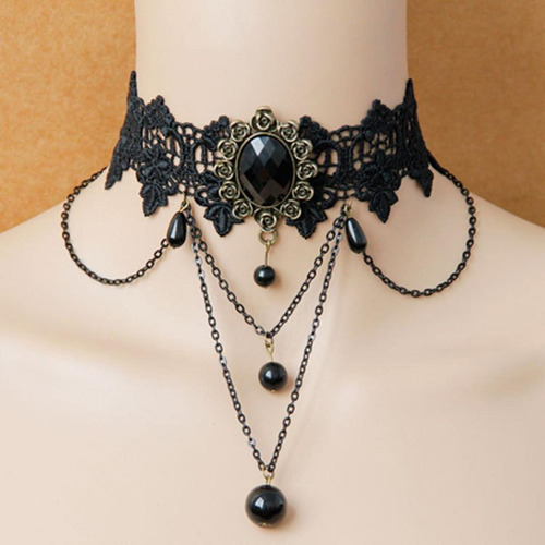 A Joyería De Punky Gótico Gargantilla De Encaje Cadena
