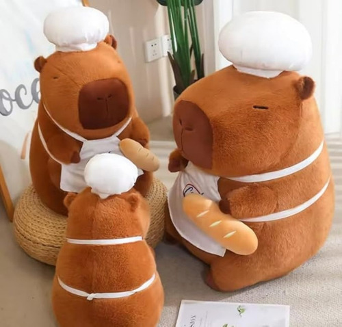 Skyl-peluche De Capibara Con Moco Movible, 35cm, Adorable-tierno-suave, Ideal Para Colección O Regalo, Muñeco Juguete, Capibara Con Mochila De Tortuga Removible, Capybara Moco Azul (chef Cocinero)