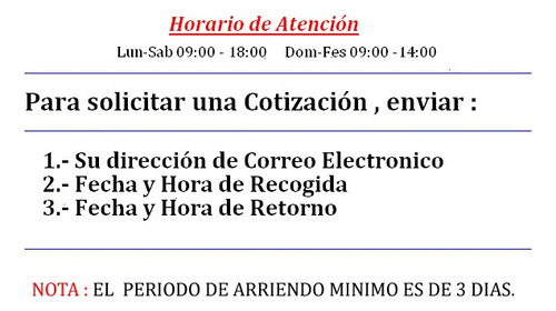 Arriendo Minibus - Van Automaticas 9 Asientos - Sin Chofer