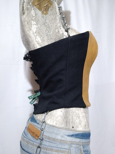 Sexy Corsé Corset De Piel Crop (Usado)
