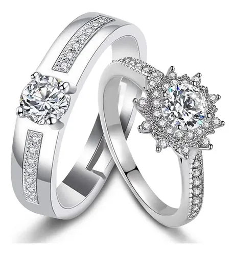 2 Anillos De Pareja,anillos De Compromiso Hombre Y Mujer