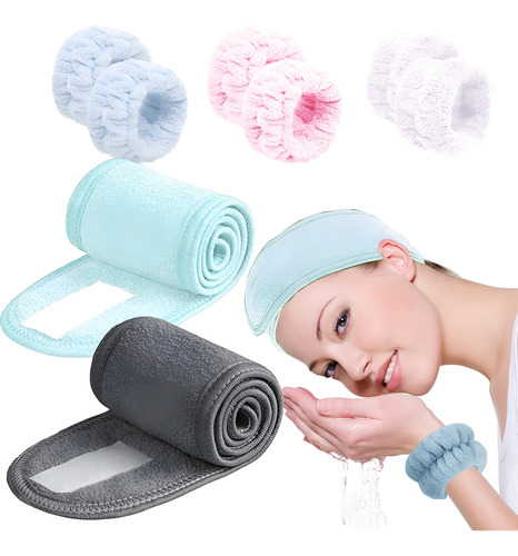 Toalla Para La Cabeza + 2 Muñequeras Ideal Maquillaje Piel
