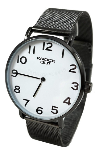 Reloj Knock Out Hombre Malla Tejida Negro Blanco 0914-031