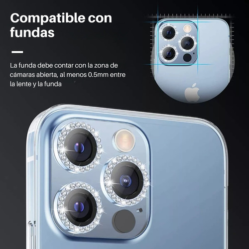 Vidrio Templado Camara Lente Strass Para iPhone 11 12 Mini