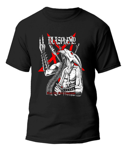 Playera Negra Estampado Blasphemy 100% Algodón