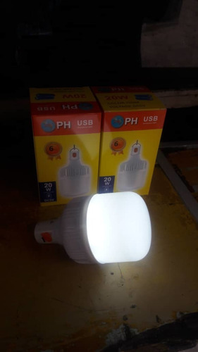 Imagen 3 de 10 de Bombillo Recargable Usb De 20watt