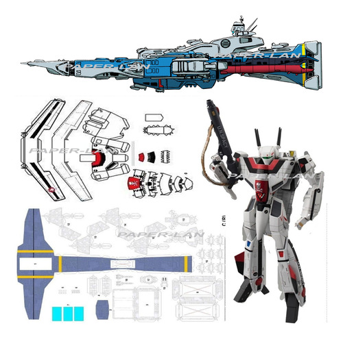 Robotech Sdf-1 + Vf- 01 / Pdf Y Pdo Papercraft Envio X Mail