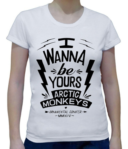 Baby Look Branca Blusa Feminina Arctic Monkeys Rock