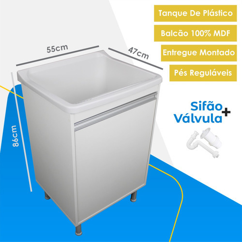 Tanque De Lavanderia 34 Litros + Gabinete 1 Porta 100% Mdf