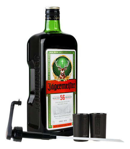 Kit Jagermeister 1,75l + 2 Shot Glasses + Pump