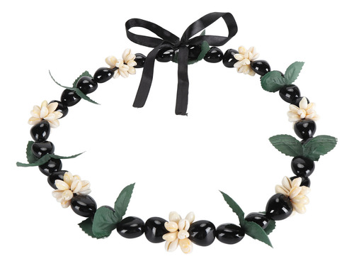 Collar Hawaiano Con Forma De Kukui Nut Lei, Elegante Y A La