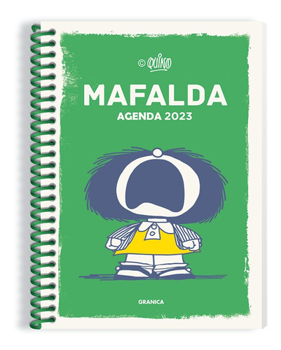Imagen 1 de 6 de Agenda Mafalda Para La Mujer 2023 Anillada Verde