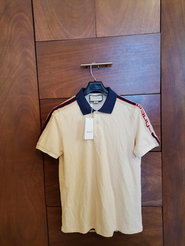 Playera Tipo Polo De Lujo Beige, Crema, Blanco, Hombre