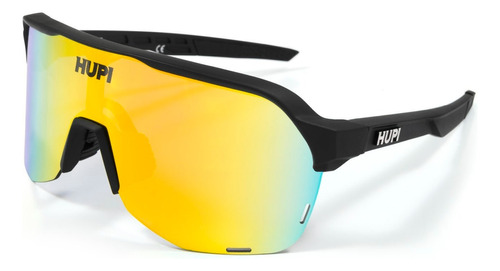 Óculos De Sol Ciclismo Hupi Huez Beach Tennis Proteção Uv Cor da armação Preto Cor da lente Amarelo