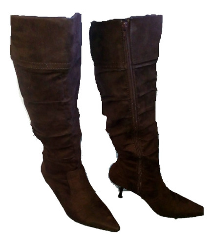 Botas Marron Altas De Gamuza Dama Talla 36 Zara 