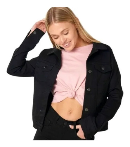 Campera De Jean Negra De Mujer Talles 1 Al 5 Elastizada