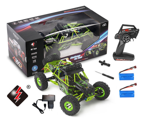Carro De Control Remoto RC 4x4 50 km/h Wltech Wltoys 12428 Batería Extra Color Verde Neón