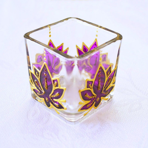Imagem 7 de 9 de Porta Vela De Vidro, Flor De Lótus Na Cor Fucsia