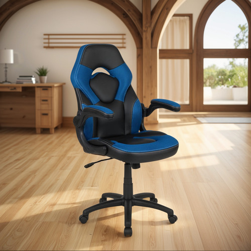 Silla Giratoria Ergonómica Ajustable Azul Negro Apoyabrazos