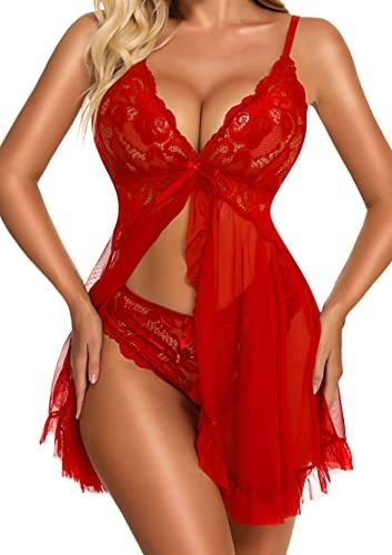 Kylelove Lingerie Para Mujer Lace Babydoll Sleepwear 43cc3