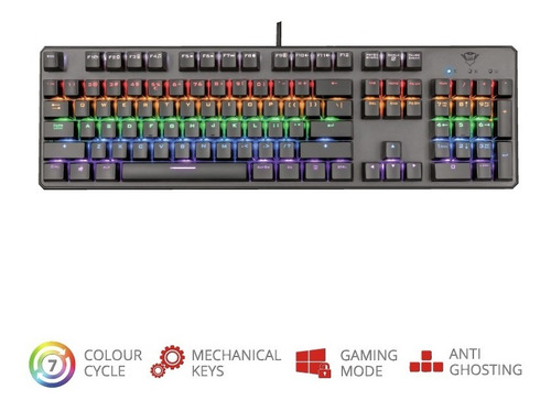 Imagen 2 de 6 de Teclado Mecanico Gamer Trust Asta Retroiluminado Led Rgb