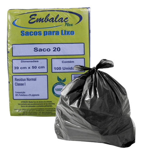 Saco De Lixo Preto 20 Litros 100 Unidades Mais Barato 
