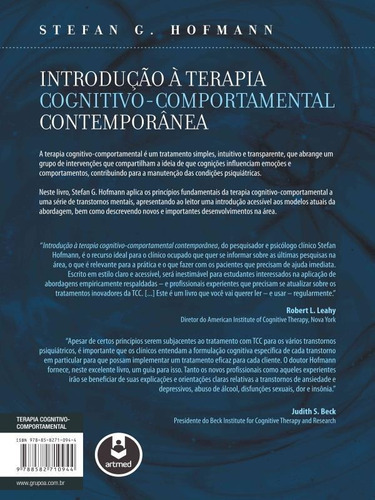 Introdução À Terapia Cognitivo-comportamental Contemporâ, De Hofmann, Stefan G.. Editora Artmed Editora, Capa Mole, Edição 1ª Edição - 2014 Em Português