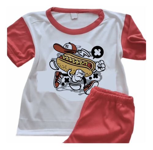 Pijamas Hot Dog Infantil Estampada Personalizada - 0196