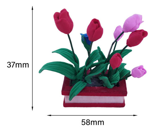 New,, 1:12 Escala Miniaturas Modelo Jardín Planta Tulipanes