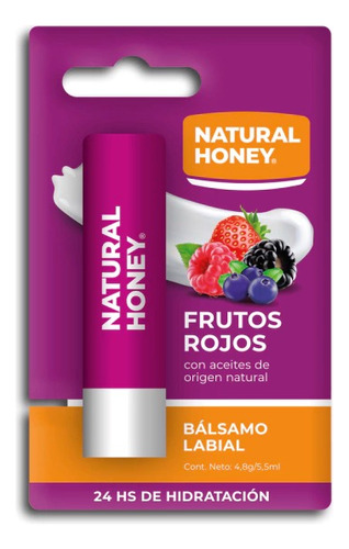 ! Balsamo Labial Frutos Rojos Natural Honey Humectante