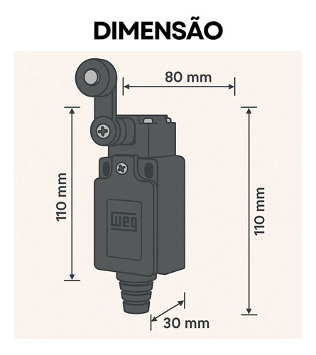 Atuador Alavanca Com Roldana 18mm Weg Fim De Curso