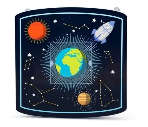 Mesa De Madera Infantil Con Dos Sillas Espacio Planetas Color Multicolor