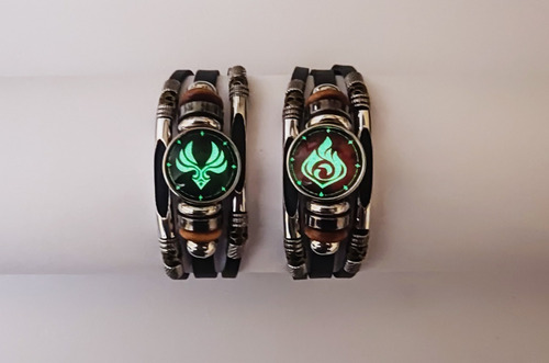 Pulsera Genshin Impact Brillante Elemento Pyro Y Anemo