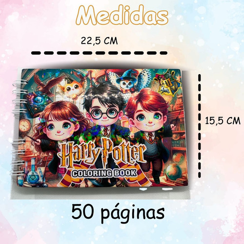 Kit Livro De Colorir Harry Potter Estilo Bobbie Goods Com Conjunto De Canetas Marcador Permanente Ponta Dupla 24 Cores Capa Dura 50 Páginas 180g A5