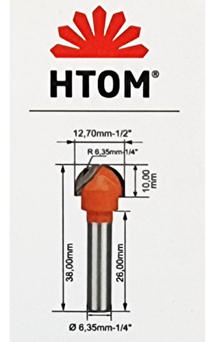 Fresa Rasgo Em U 1/2 Pol. Haste 1/4 Htom - Ideal Para Tupia