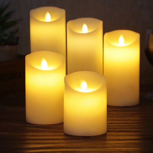 Led Forma De Vela Lámpara De Luz Sin Llama Buena Decoración