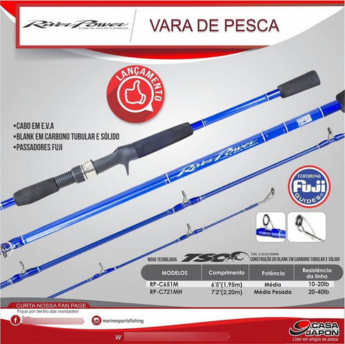 Para Reel Rotativo Bait River Power 20-40 Lb 2.20 M Carnadas