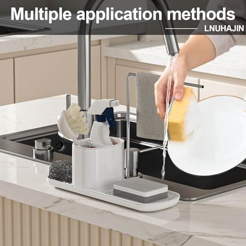 Set De Dispensador De Jabón Para Cocina Con Bandeja Y Soport