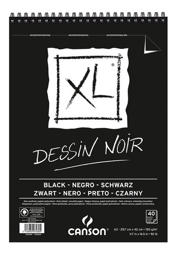 Block Arte Canson Xl Dessin Noir 150g Negro A3 29.7x42cm 40h