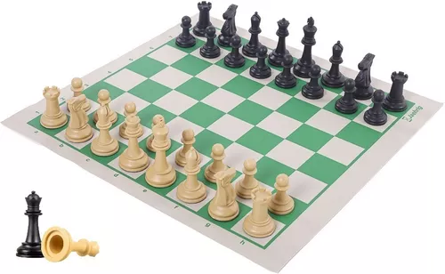Jogo de xadrez Staunton - peças + tabuleiro + 2 damas extra
