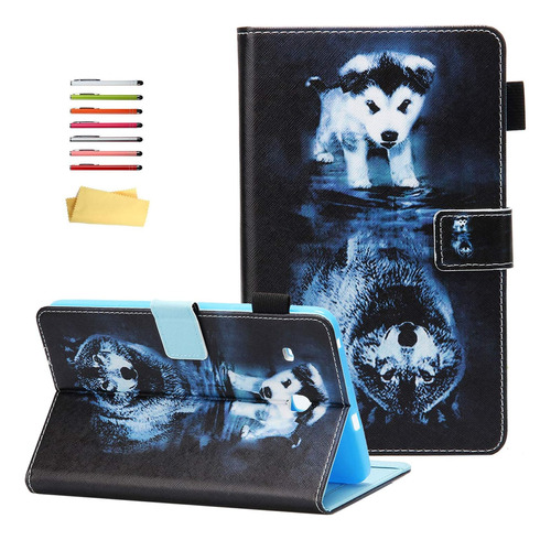 Fundas Para Tablet, Uucovers Negro, Diseño De Perro Y Lobo