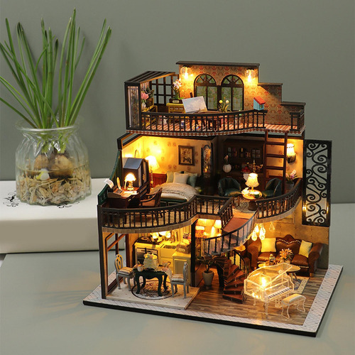 Diy Miniature Doll House Kit Mini Loft Apartment Model For