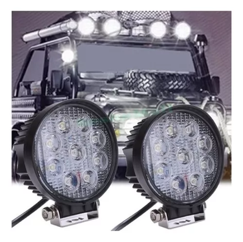 Kit X2 Faro Led 27w 9 Leds 4x4 Cuatri Moto Universal 12v