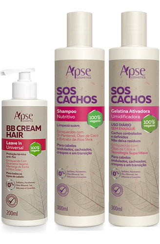 Apse Cachos Shampoo E Gelatina + Bb Cream