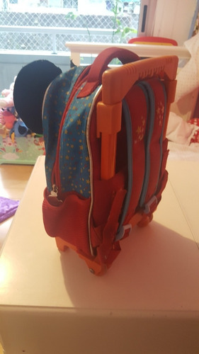 Mochila Disney Mickey Con Carro Tamaño 12